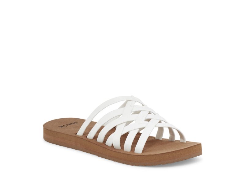 Sanuk Rio Slide - Sanuk Sandals Womens White / Brown - Philippines AJXBIN456